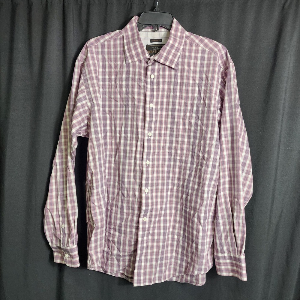 Jos A Bank Reserve Mens Purple Plaid Button Down Shirt Traditional Fit Large